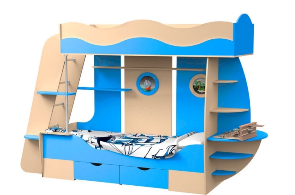 Кровать двухъярусный корабли деревяшка снизу