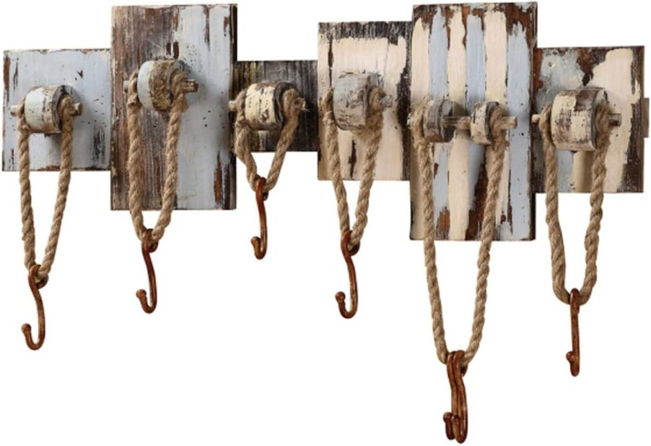 Вешалки из дерева под старину соединения веревкой