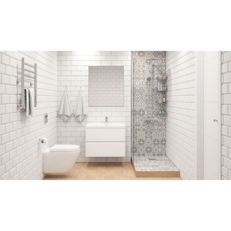 Плитка в разбежку в ванной