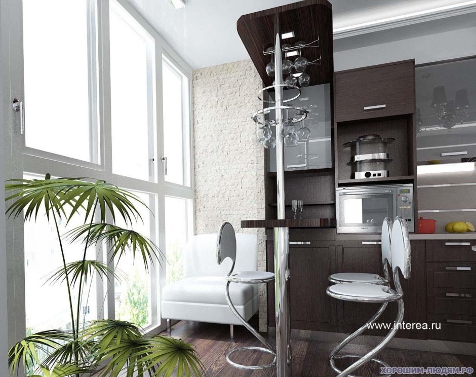 Совмещение лоджии с кухней