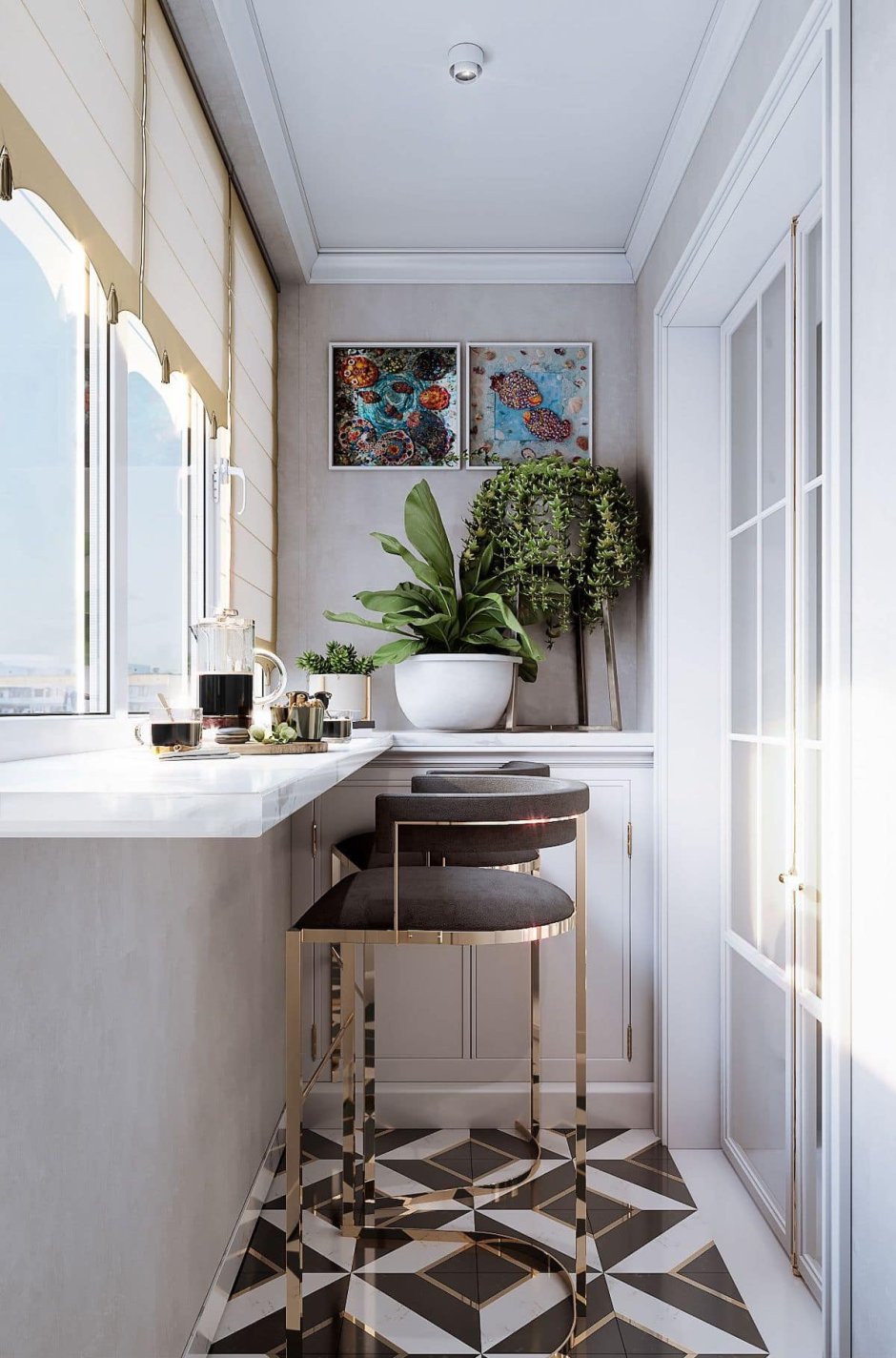 Кухня Объединенная с балконом