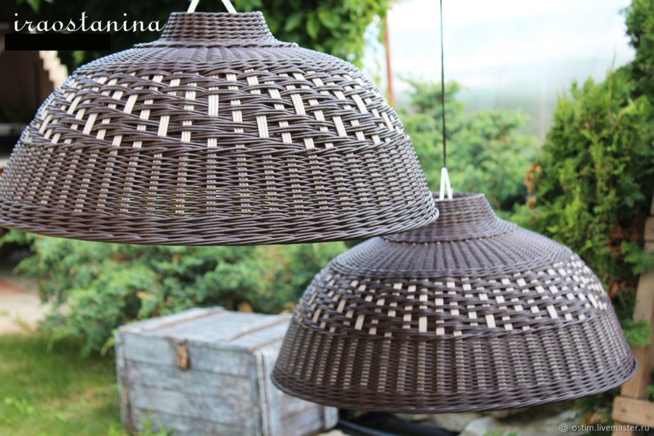 Плетеные абажуры из бумажной лозы