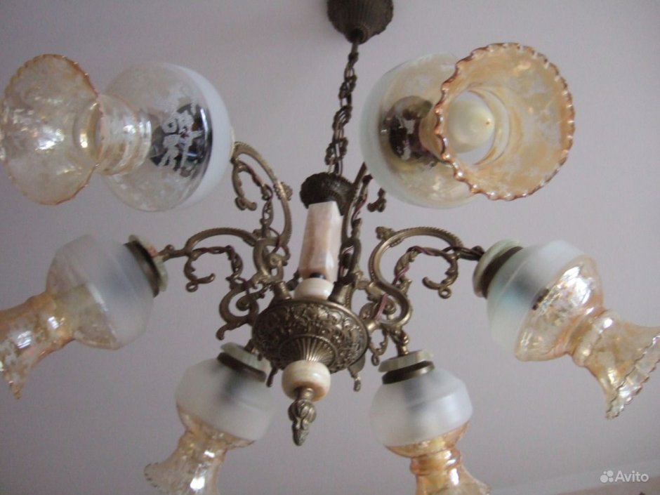 Люстра Югославия бронза 5 Рожков