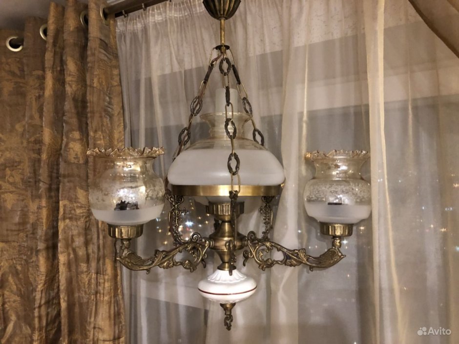 Люстра бронзовая Винтаж с ониксом
