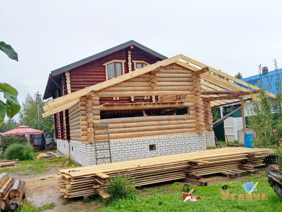 Пристройка из бревна
