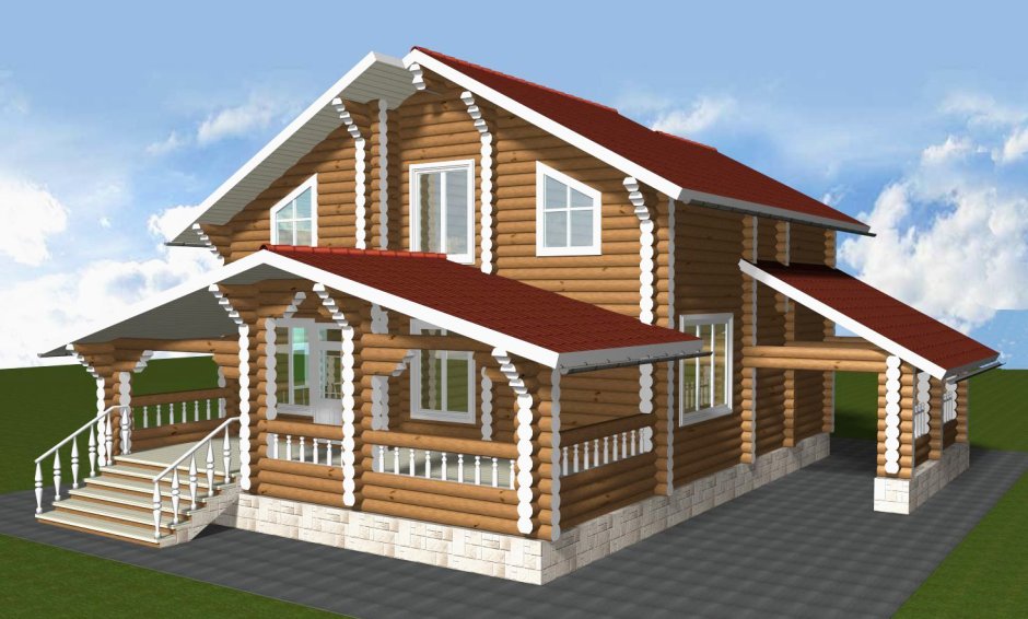 Пристройка к дому из оцилиндрованного бревна