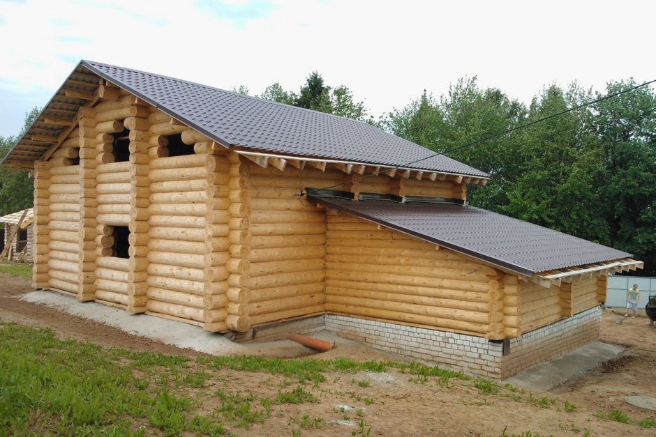 Пристрой к бревенчатому дому