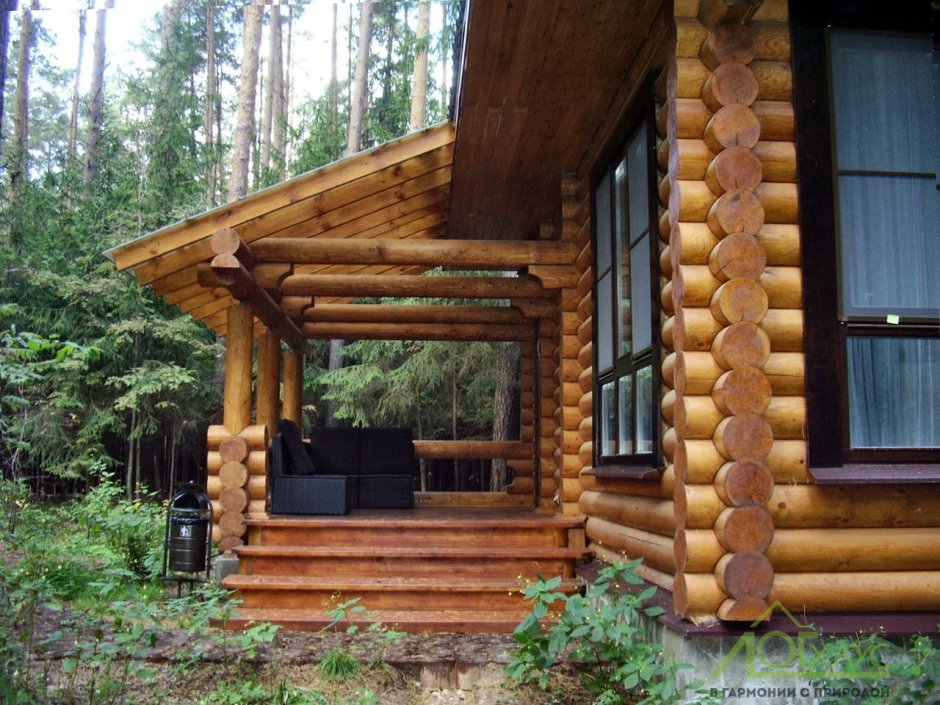 Баня с остекленной террасой под одной крышей 6х4м