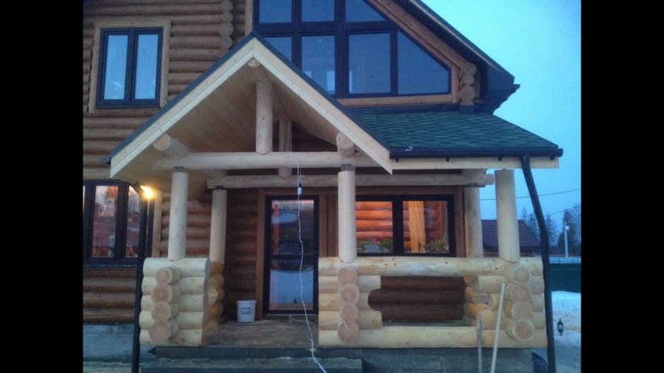 Баня с беседкой из оцилиндрованного бревна