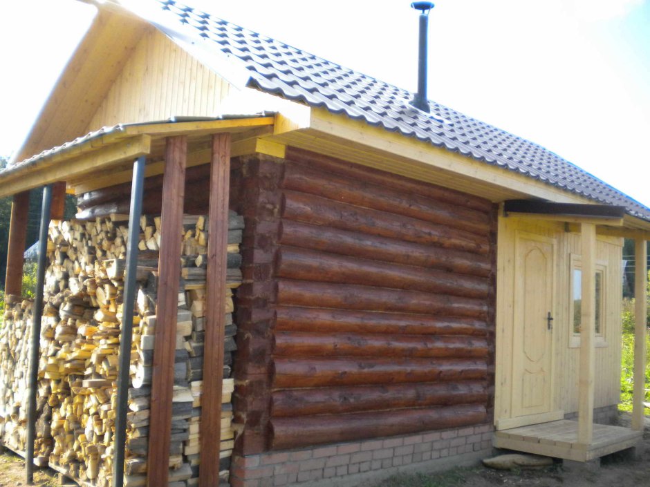 Пристройка веранды к дому из бревна