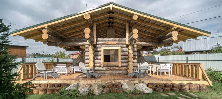 Баня с верандой и мангальной зоной