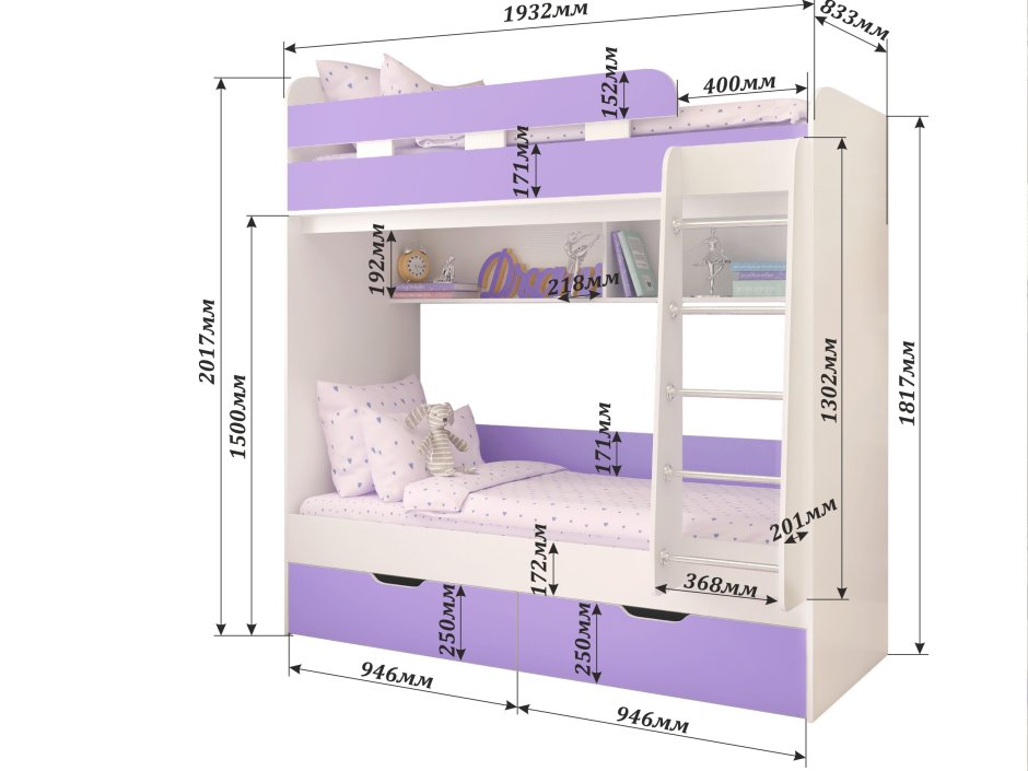 Интерьер детской с двухъярусной кроватью