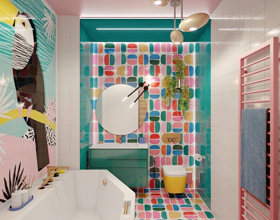 Яркая плитка для детского санузла