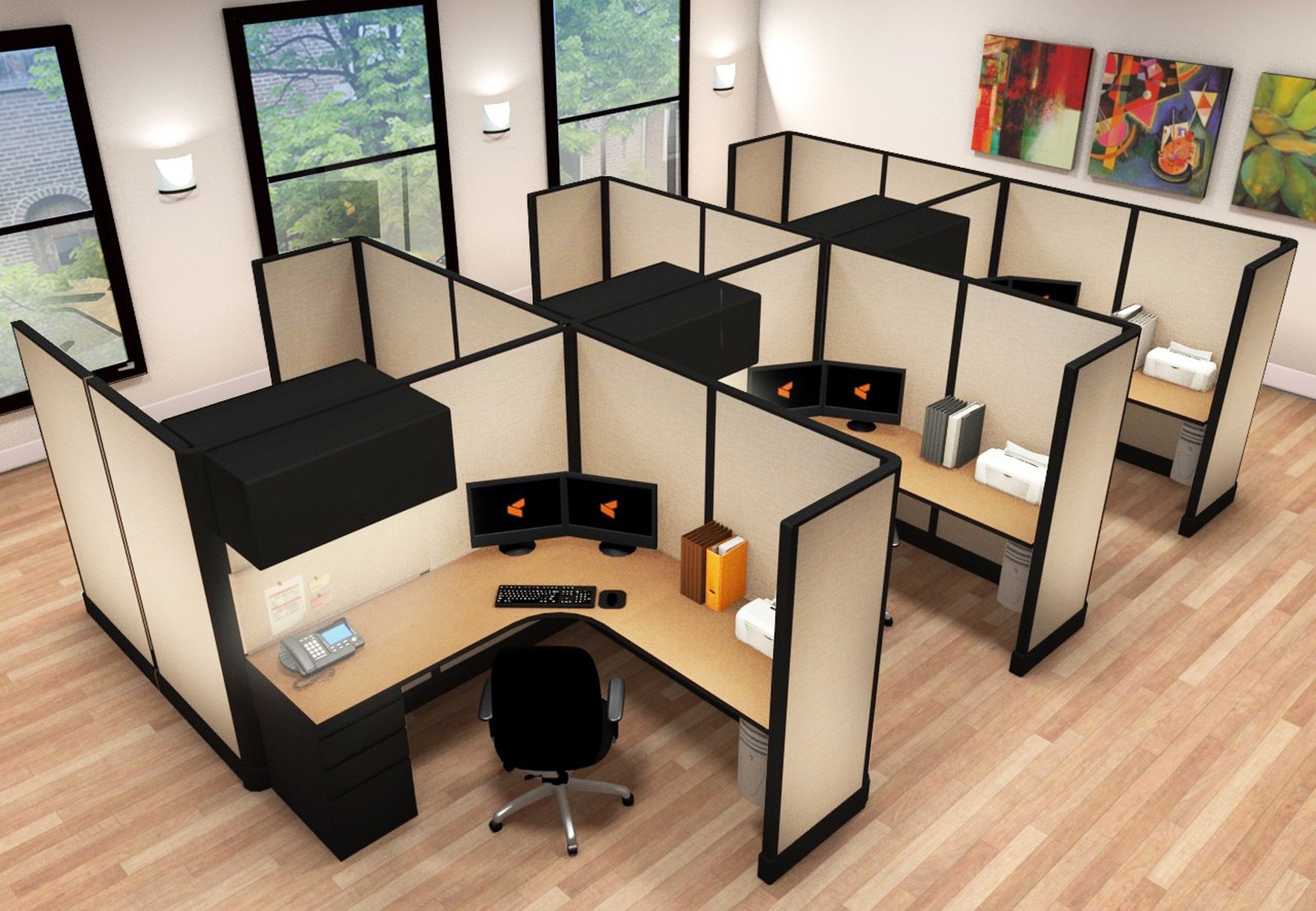 Как поставить 4 стола. Кубиклы. Столы с перегородками для офиса. Офисные рабочие места с перегородками. Офисный кубикл.