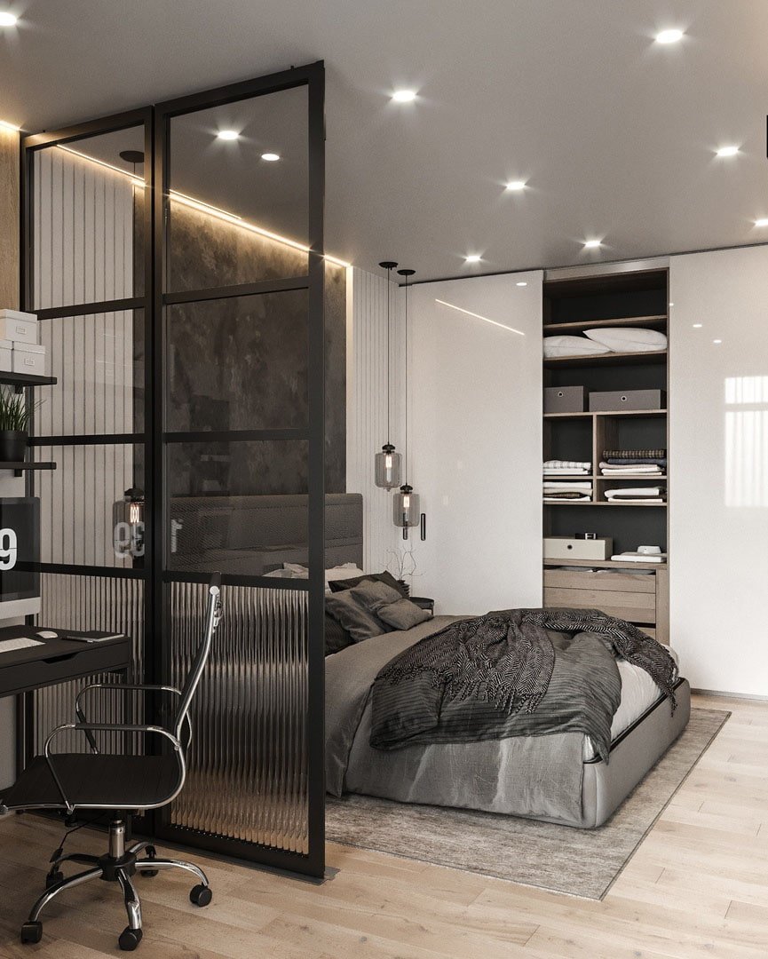 Спальня кабинет с перегородкой
