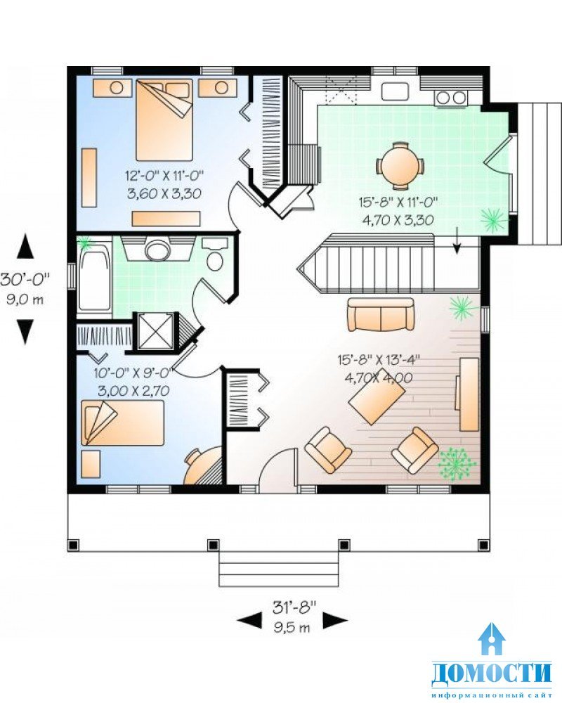 План маленького деревенского дома
