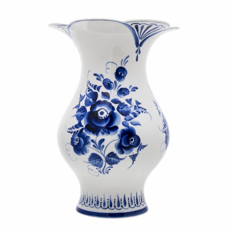 Ваза тюльпан Гжель майолика