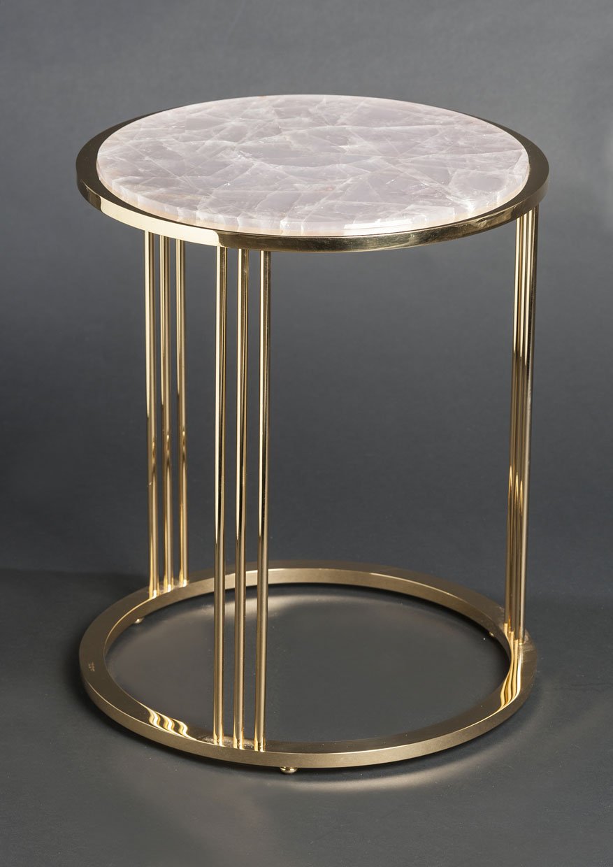 прикроватный столик круглый золотой
