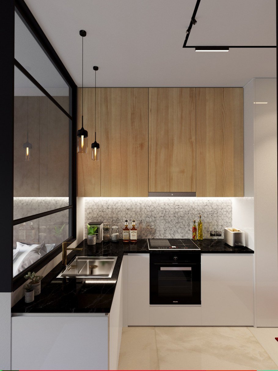 Зеркальный шкаф на кухне