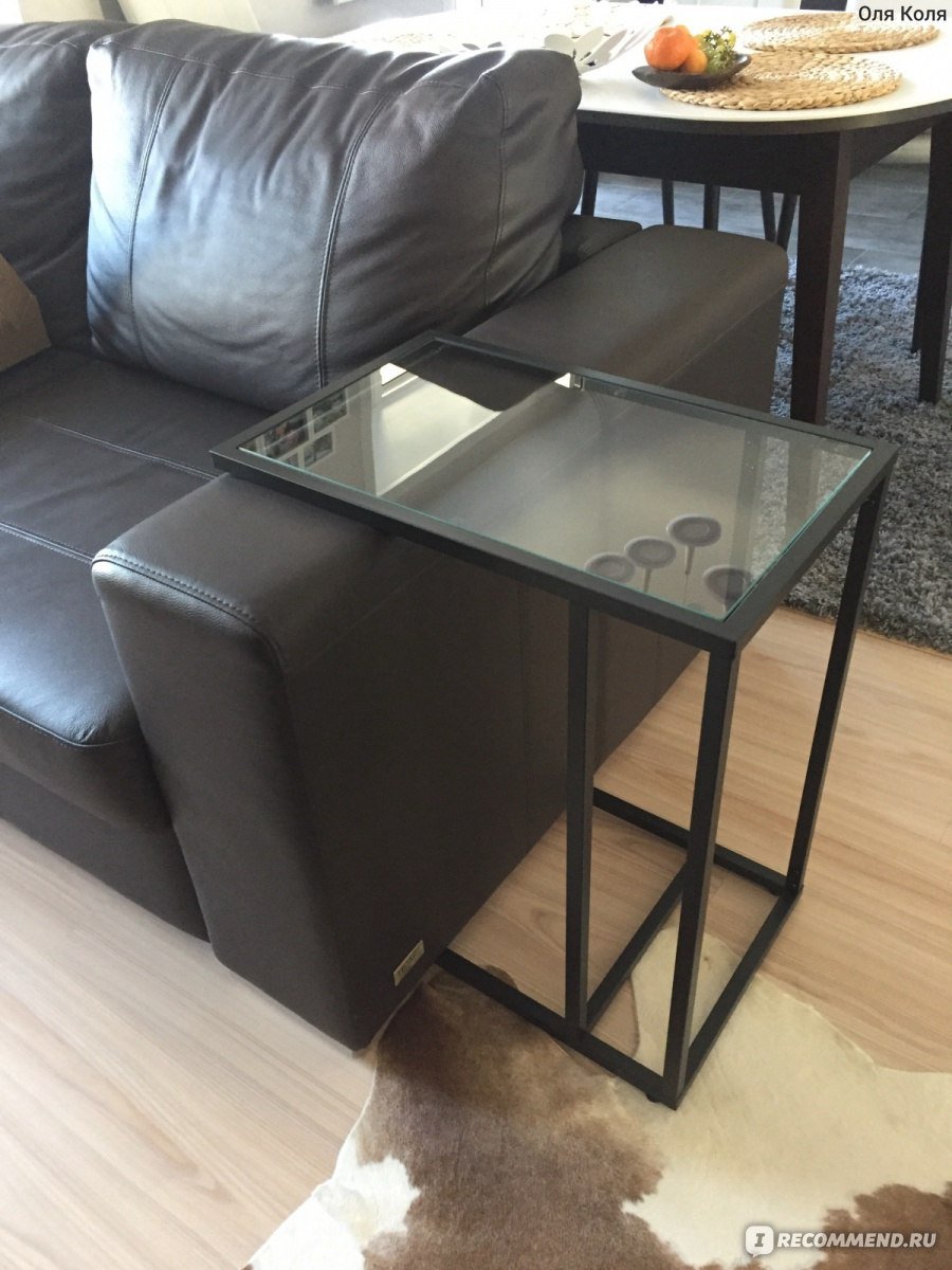 ВИТШЁ стол д/ноутбука, черно-коричневый/стекло100x36 см