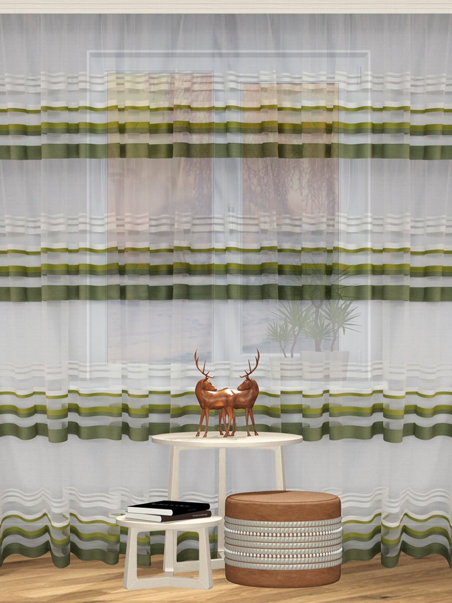 Тюль зеленые полосы