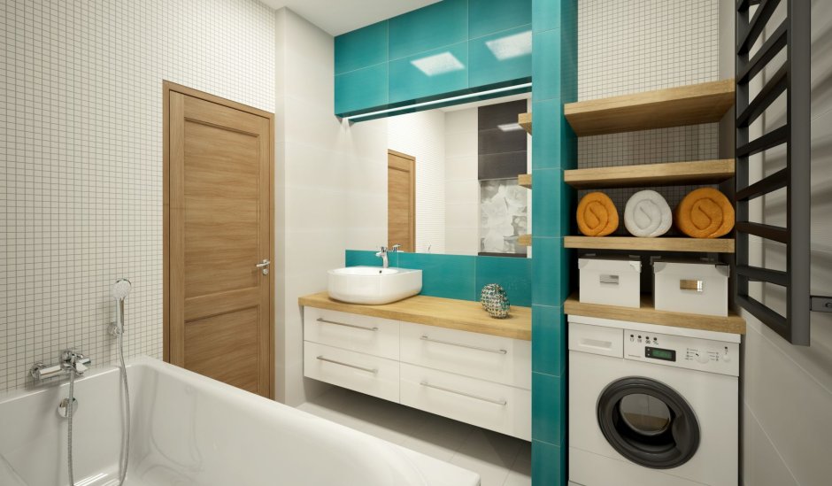 Ванная комната со встроенной стиральной машиной