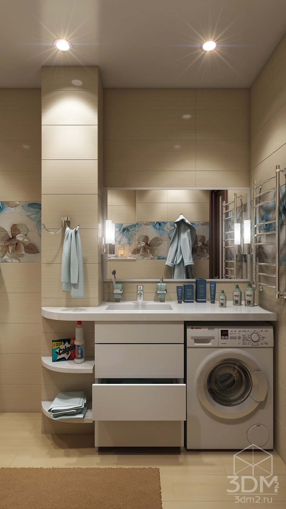 Ванная со стиральной машиной в стиле Неоклассика