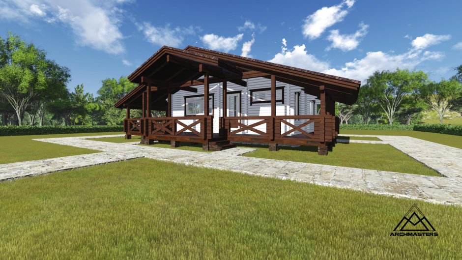 Дом Шале из бруса 100кв