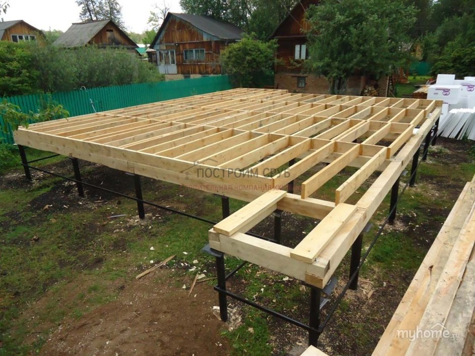 Обвязка свай брусом 150х200