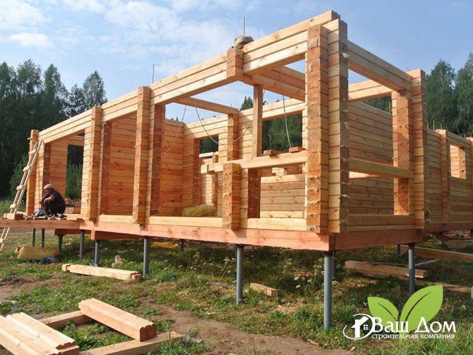 Дом на винтовых сваях из бруса