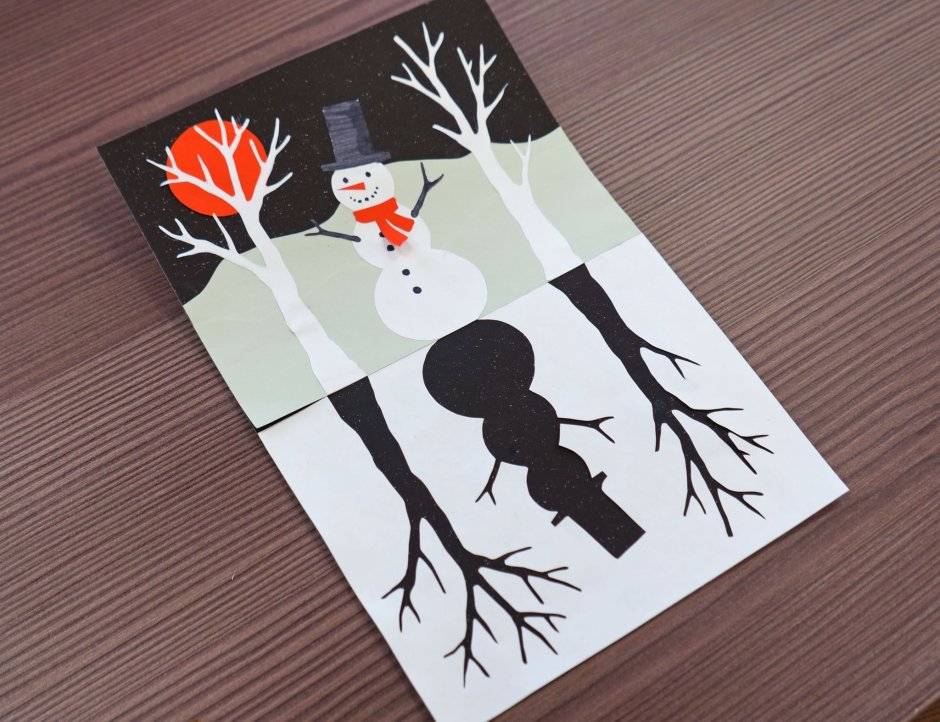 Зеркальная аппликация из бумаги