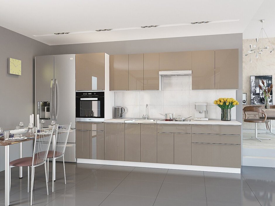 Кухни с интегрированными ручками эмаль