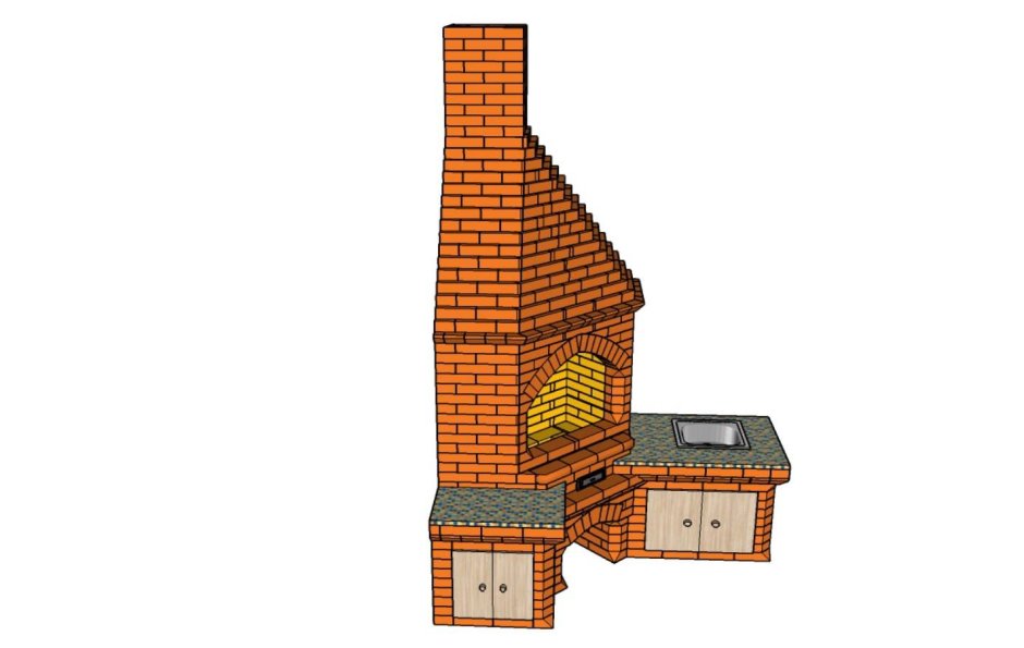 Кирпичный камин в деревянном доме
