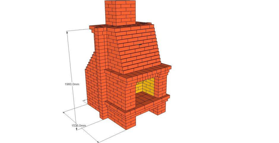 Угловой камин из кирпича