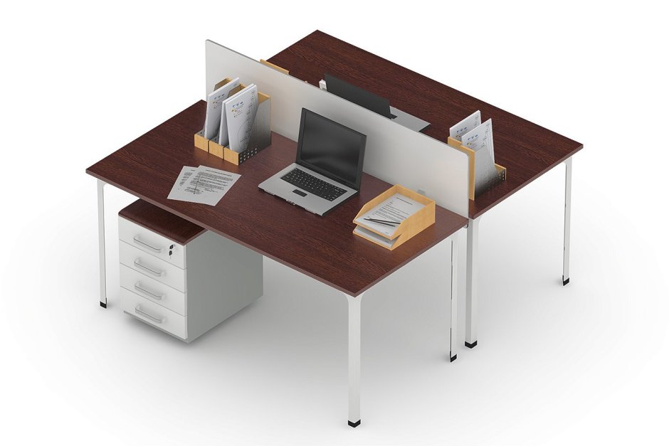 Стол офисный диком п1 с приставкой и экраном (ширина 1800)