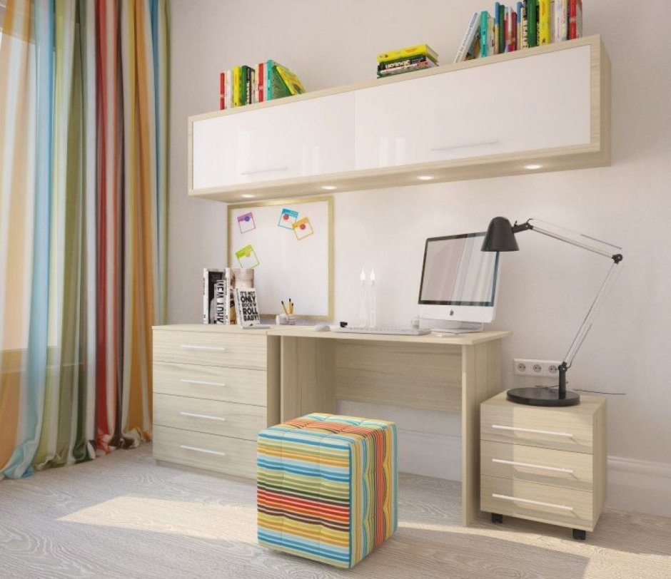 Длинная тумба с туалетным столиком