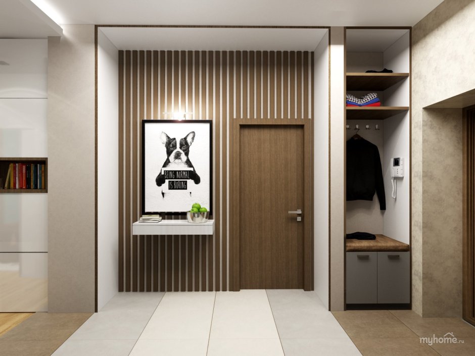 Шкаф в прихожую с рейками