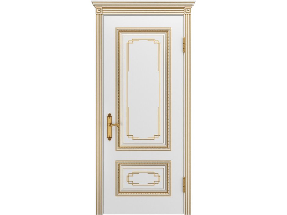 Дверь Альба 1 (ДГ правая, 2000х700, софт Блэк, патина по контуру золото)