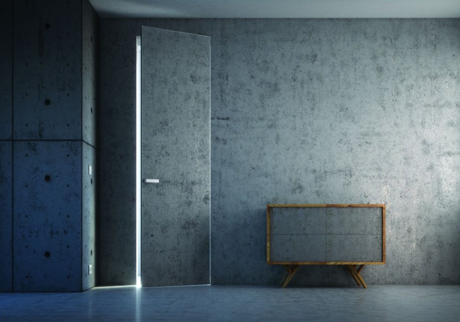 Серая штукатурка двери Инвизибл