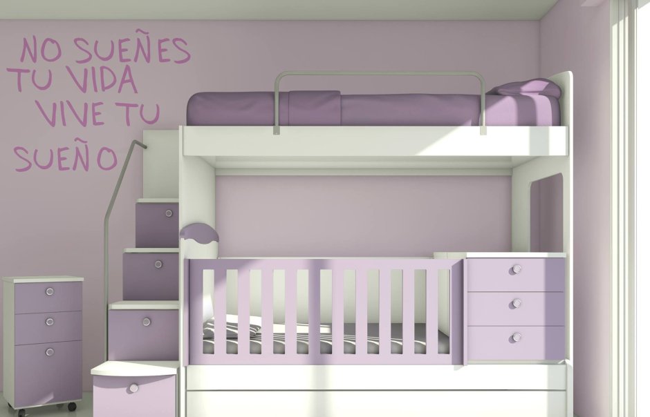 Кровать чердак с люлькой для новорожденных