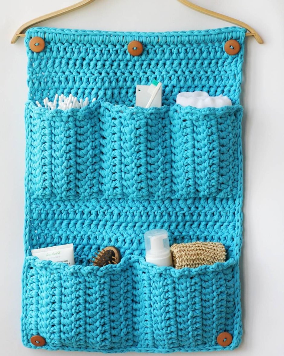 Вязаный органайзер для ванной