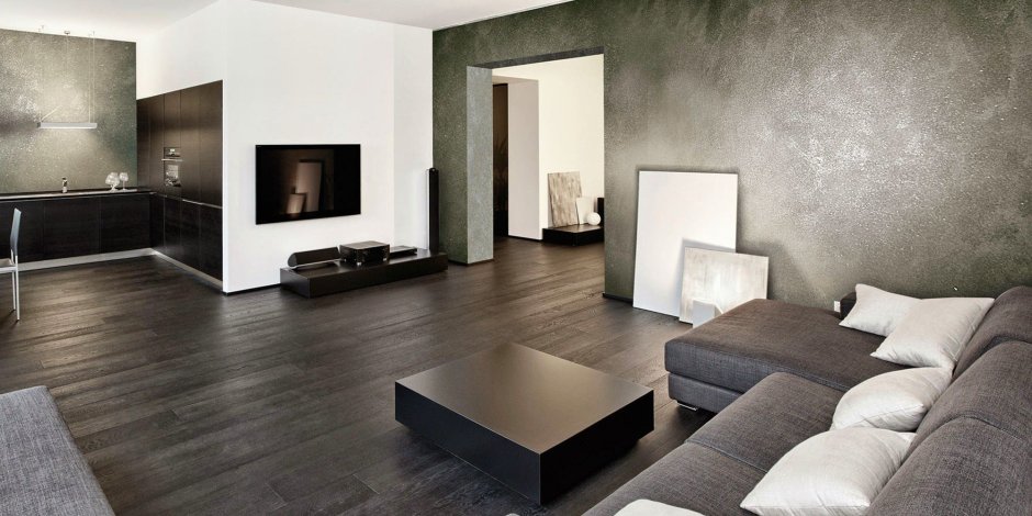 Черная декоративная штукатурка в интерьере