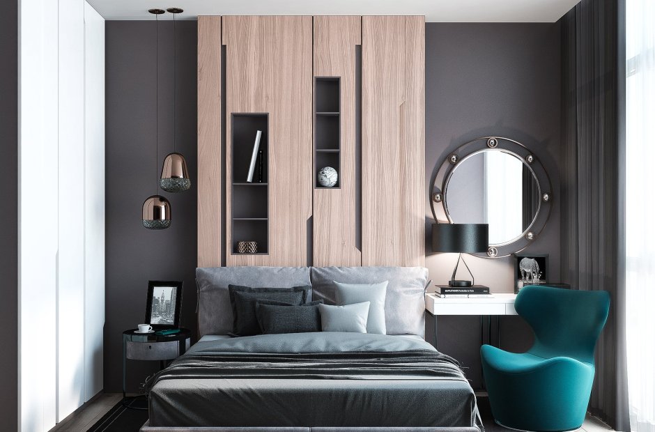 Туалетный столик у кровати в спальне Минимализм