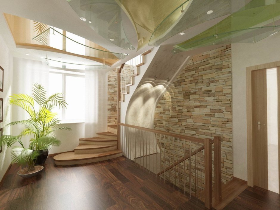 Отделка холла камнем