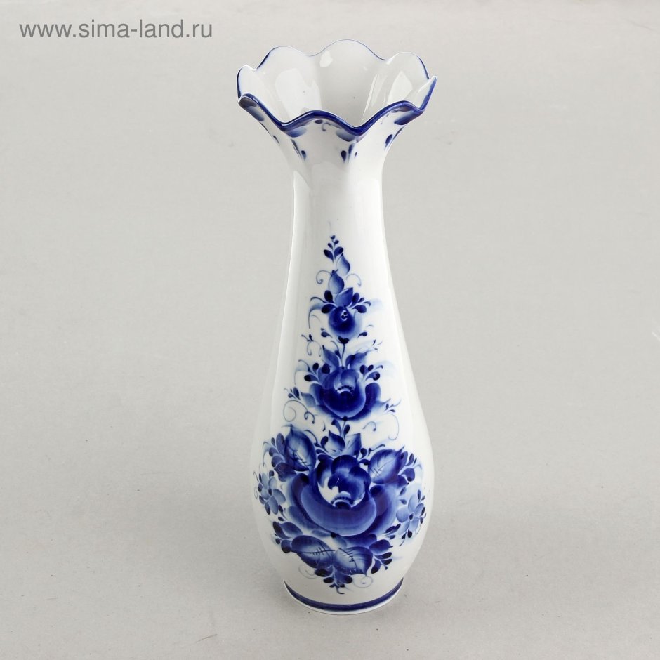 Ваза "изящная", 9x9x26, Гжель