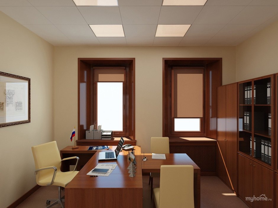 Серый офис интерьер