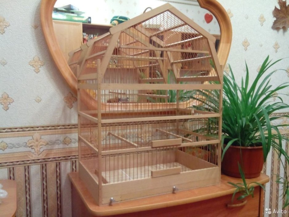 Клетка для волнистого попугая деревянная