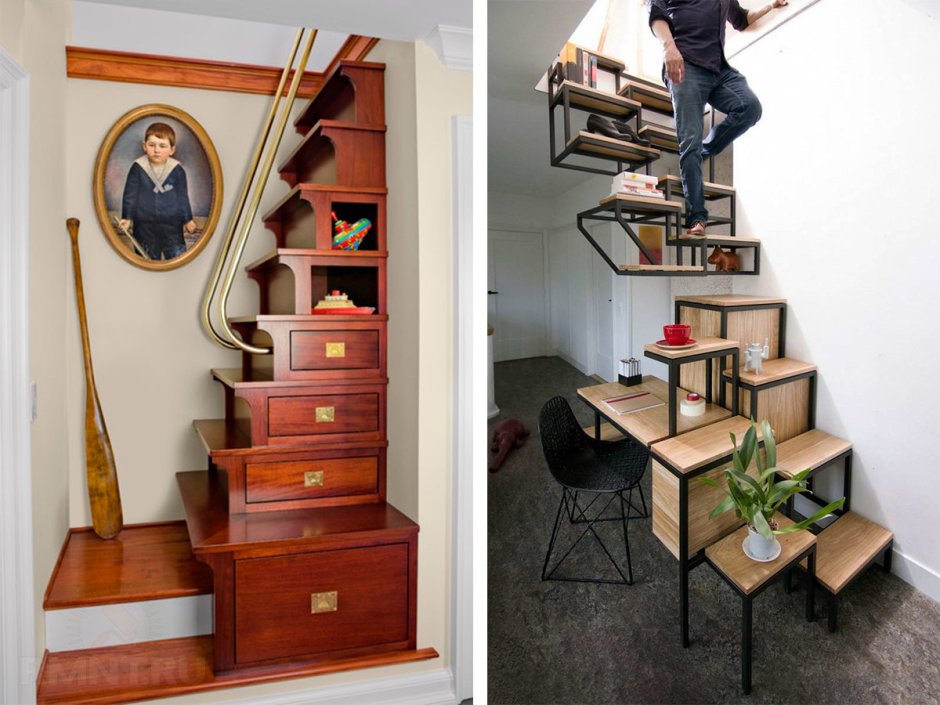 Шкаф под винтовой лестницей