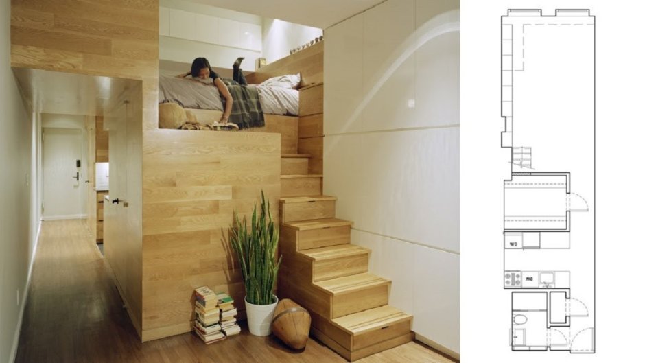 Лестница с ящиками в ступеньках