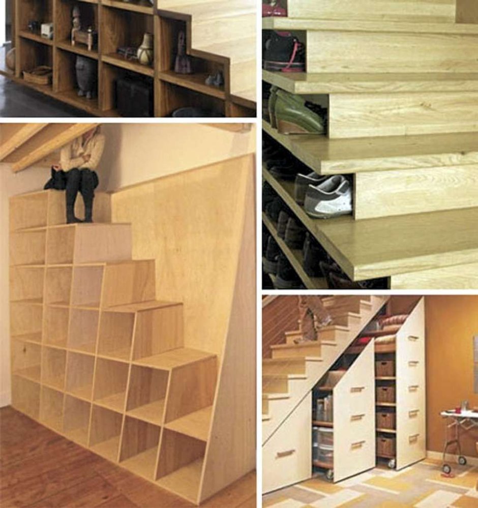 Лесенка из полок и шкафчиков